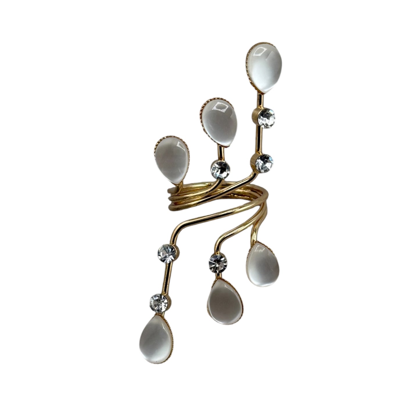 Triple Gold Teardrop Spiral Ring