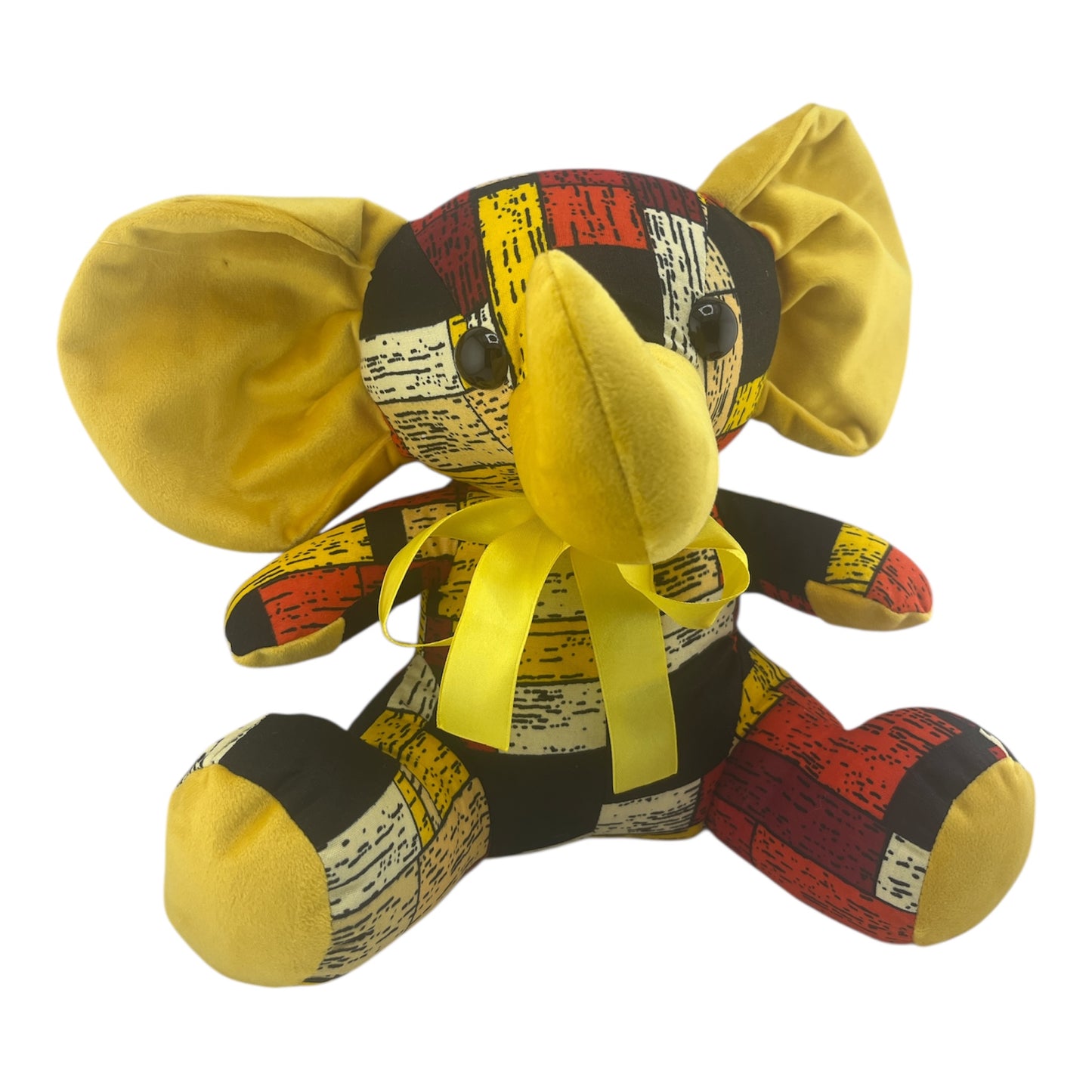 Yellow African Print Elephant Stuffed Animal