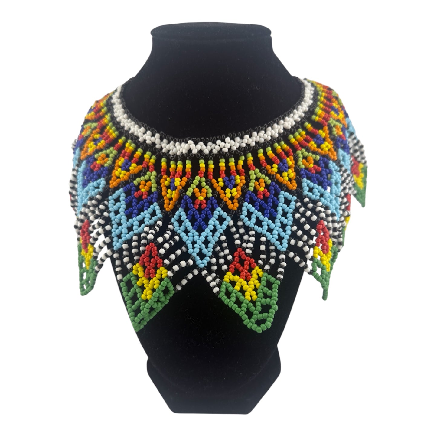African Beaded Tribal Necklace V-Shaped