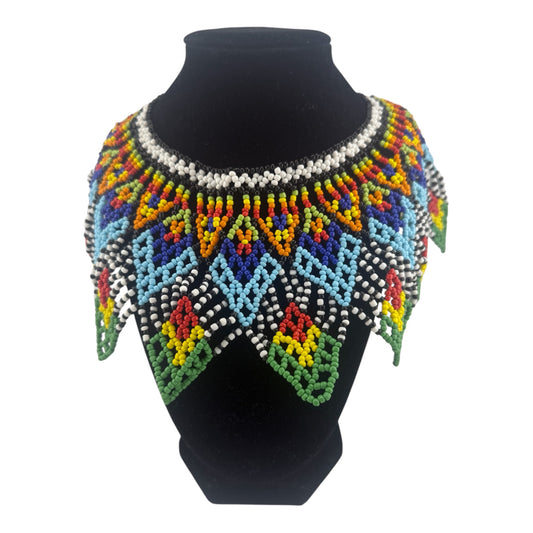 African Beaded Tribal Necklace V-Shaped