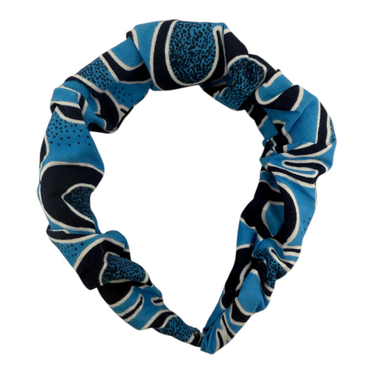 African Blue White and Grey Patterned Headband