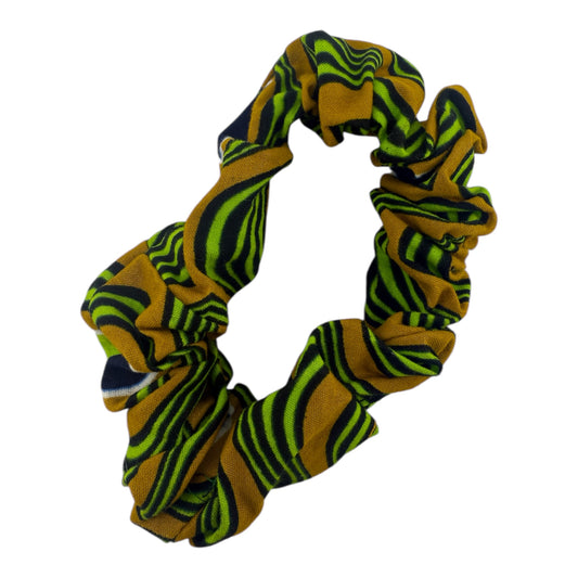 African Green Brown and Black Patterned Scrunchie