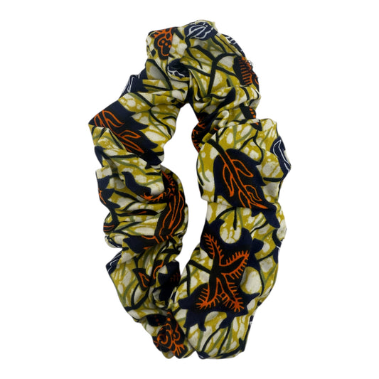 African Green and Orange Leaf Patterned Scrunchie