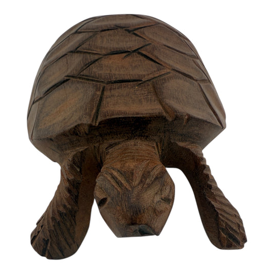 African Hand Carved Wooden Turtle