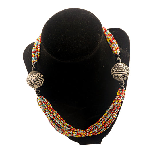 African Multicolored Beaded Tribal Necklace