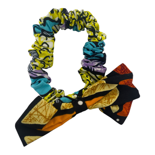 African Patchwork Patterned Scrunchie with Bow