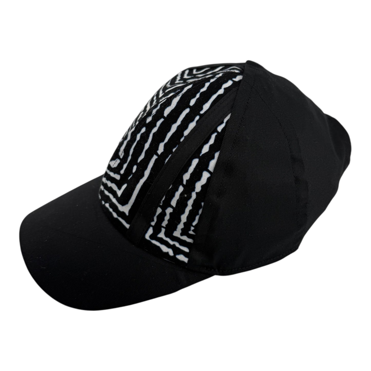 African Print Baseball Cap Black and White