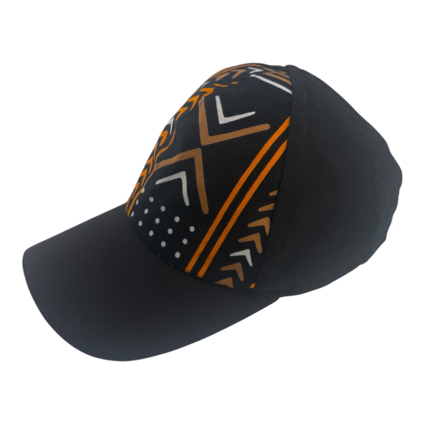 African Print Baseball Cap Black and Gold