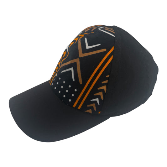 African Print Baseball Cap Black and Gold