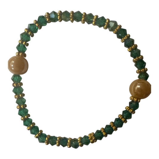 Emerald Green Beaded Stretch Bracelet