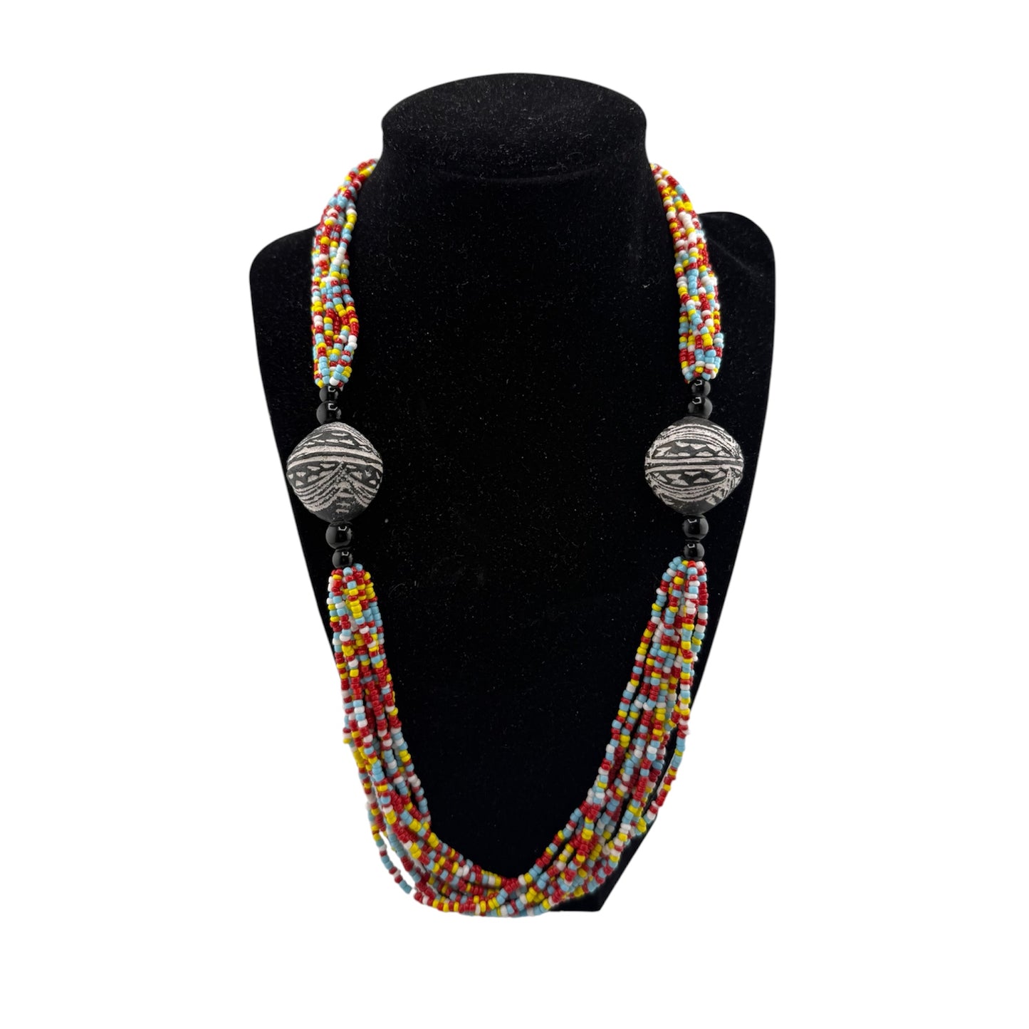 African Multicolored Beaded Tribal Necklace