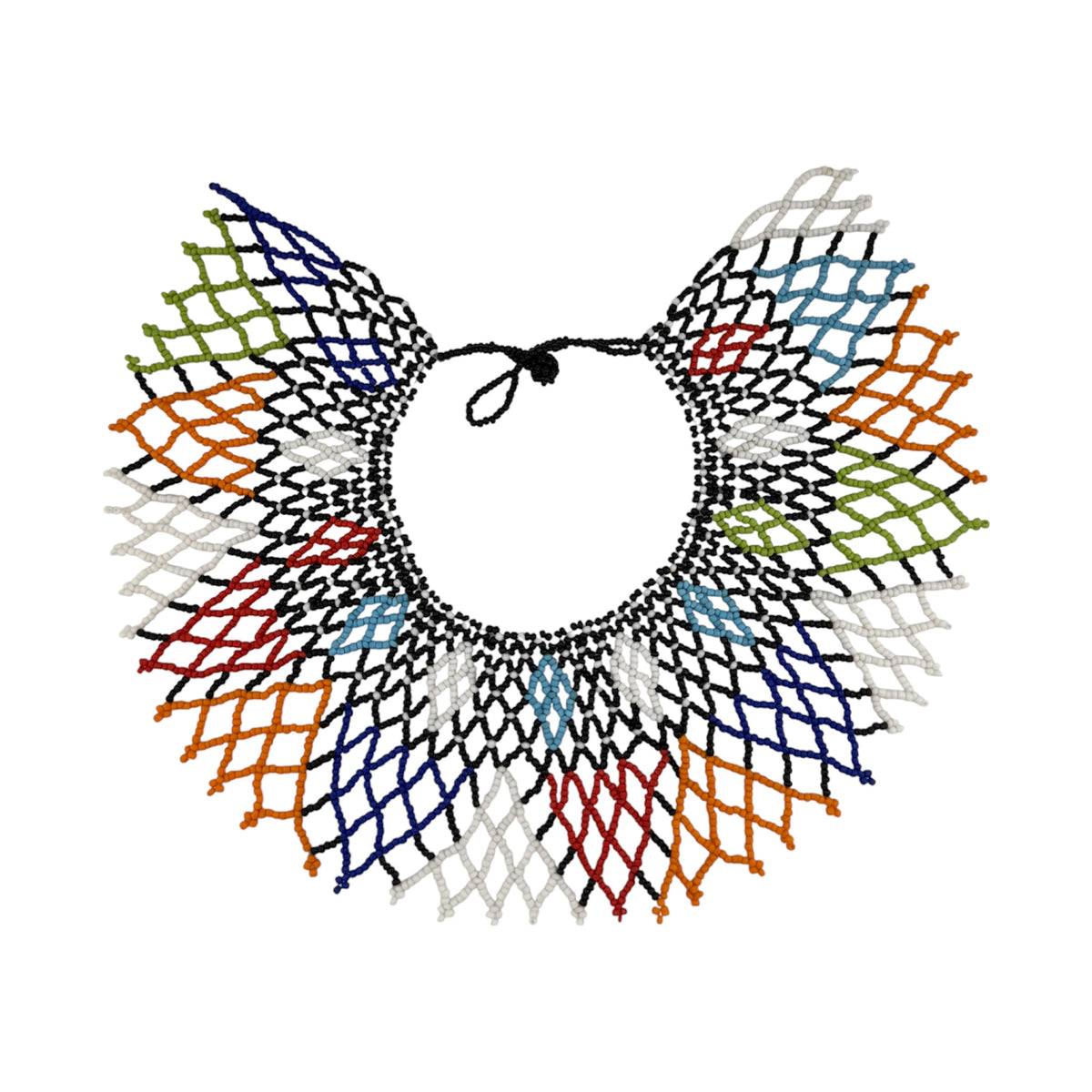 African Beaded Tribal Necklace Diamond-Shaped