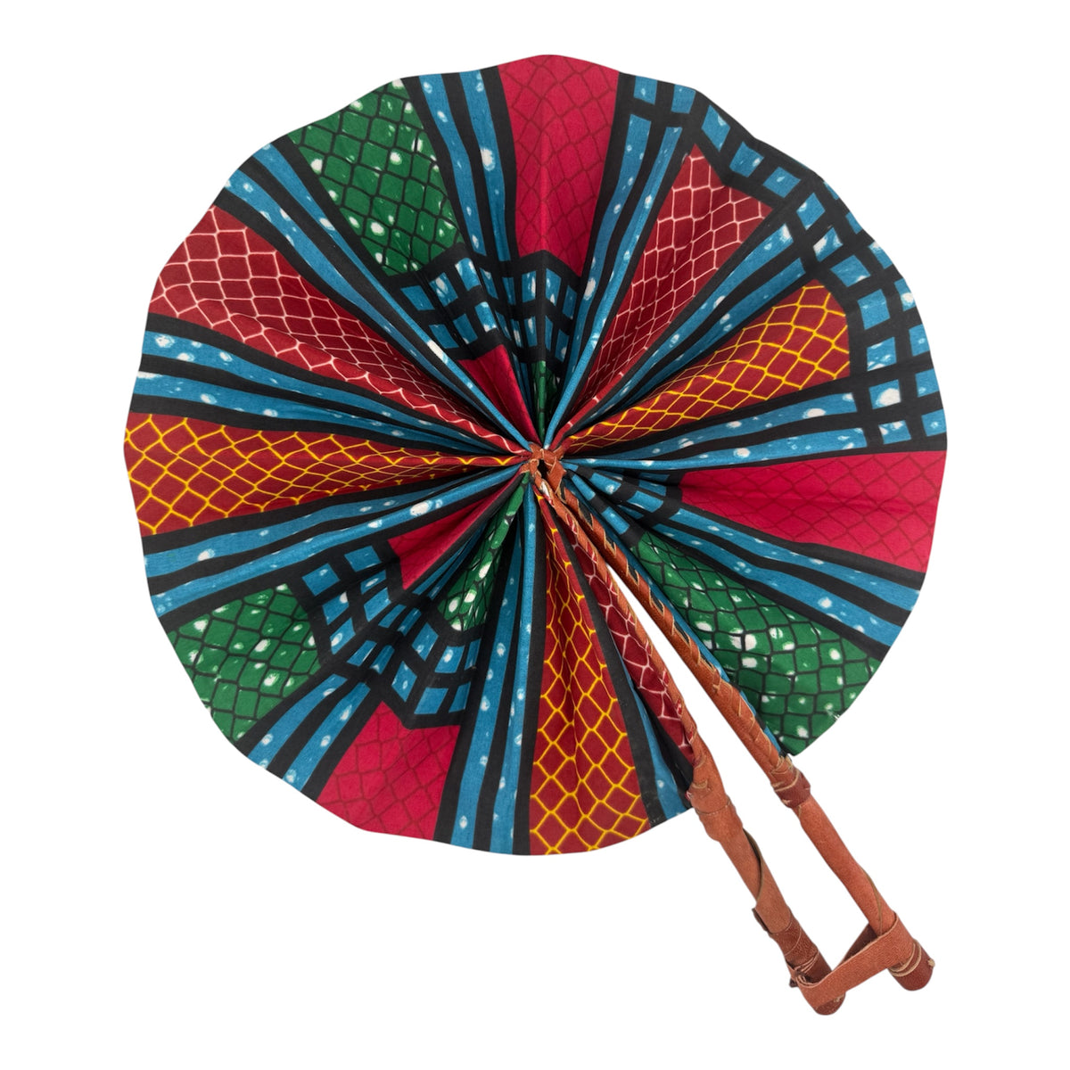 African Handwoven Cloth Collapsible Fan