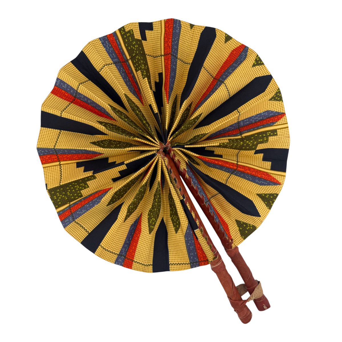 African Handwoven Cloth Collapsible Fan