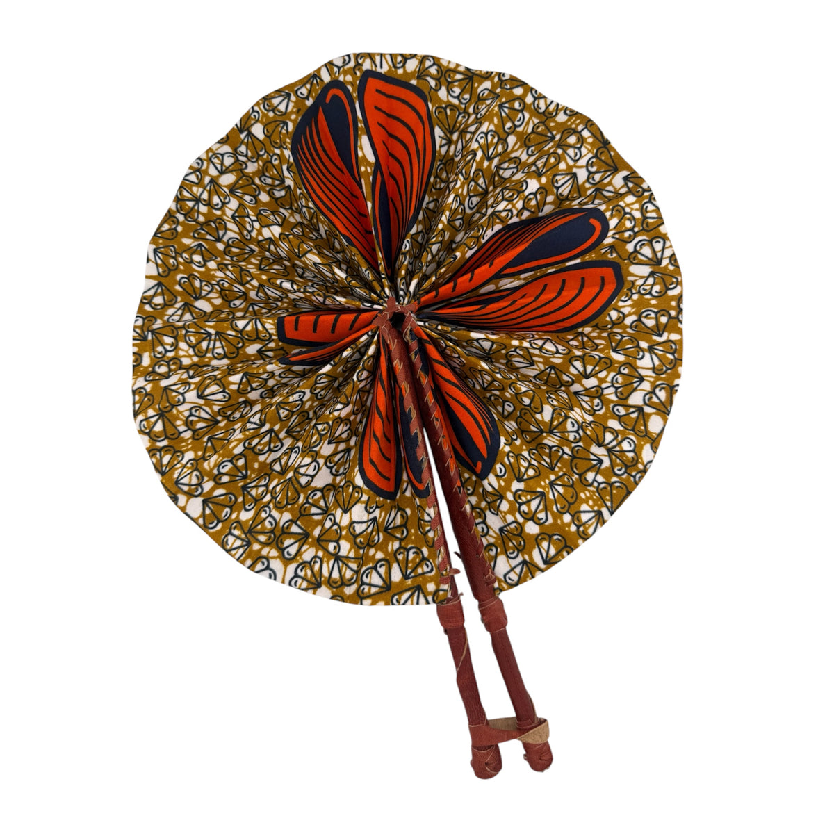 African Handwoven Cloth Collapsible Fan