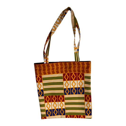 Multicolor African Kente Print Cloth Tote Bag