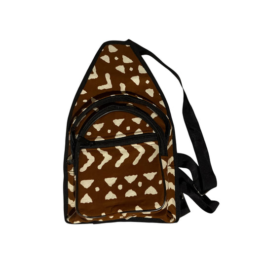 Brown and White African Print Crossbody Bag