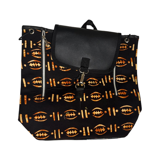 Cowrie Shell Print Faux Leather Backpack