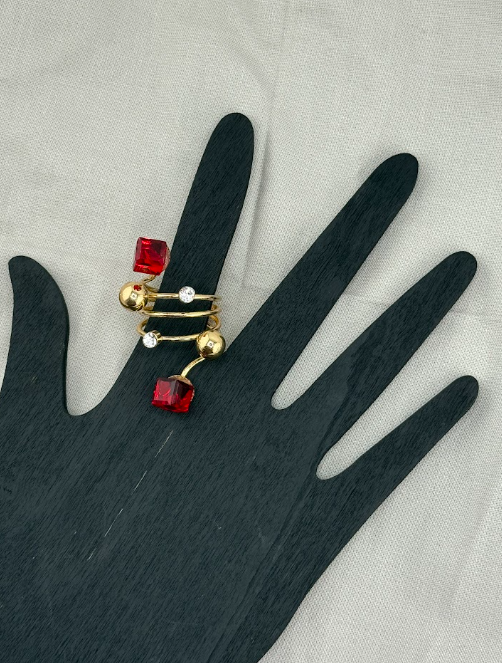Gold Ruby Helix Ring