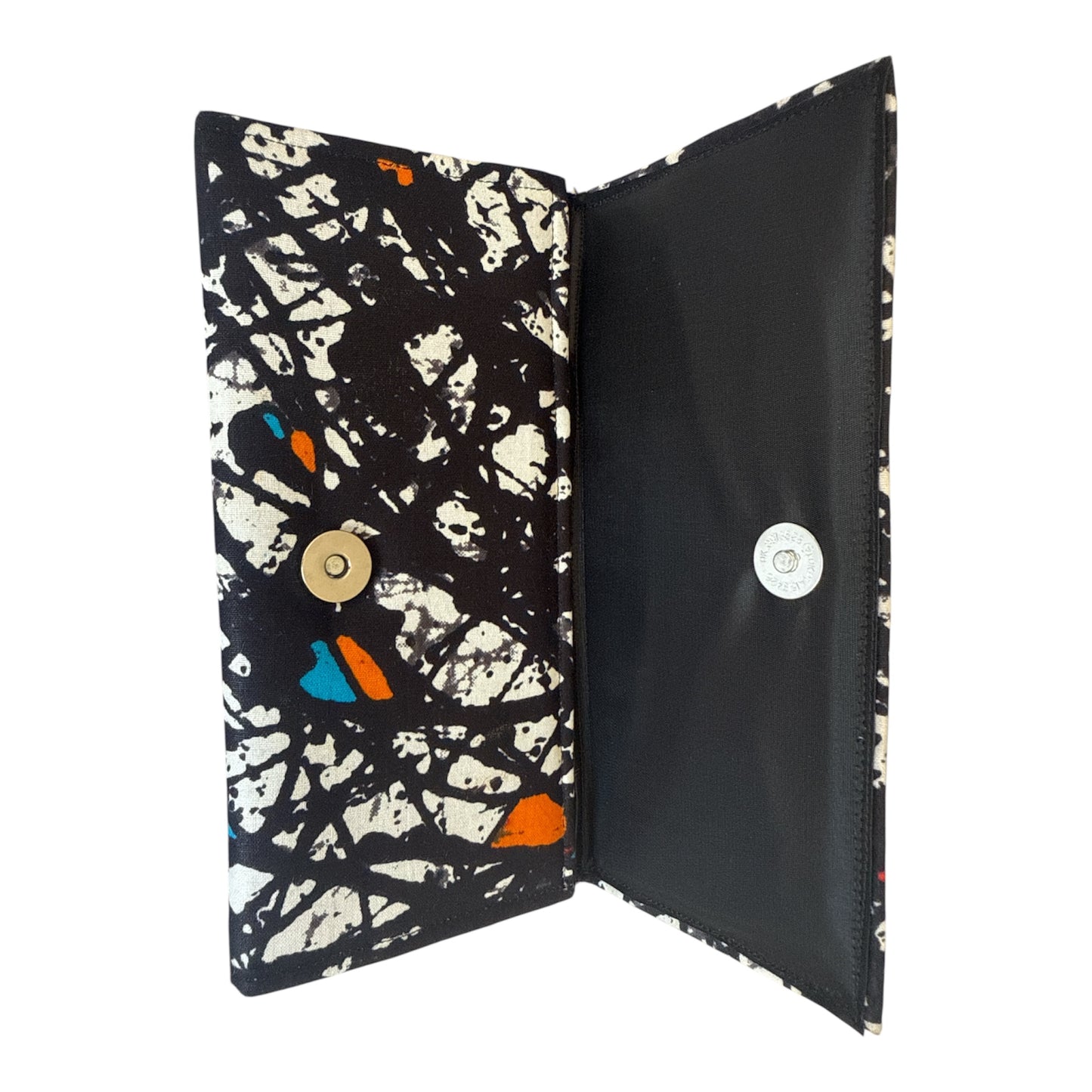 African Print Women's handmade Wallet: Fabric, Ankara - Black, White, Multicolor