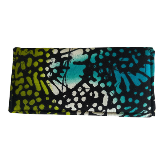 African Print Women's handmade Wallet: Fabric, Ankara - Blue, Red, Green