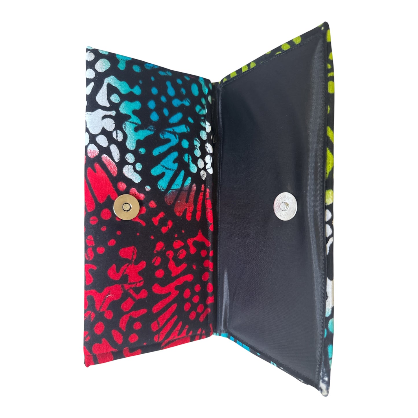 African Print Women's handmade Wallet: Fabric, Ankara - Blue, Red, Green