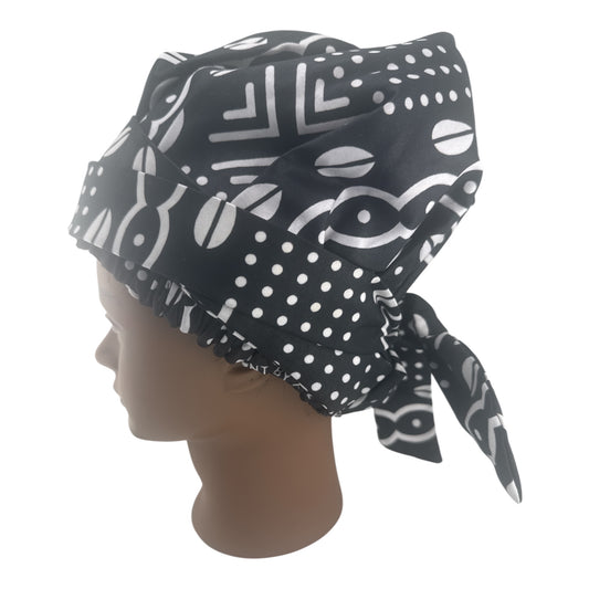 African Print Satin Bonnets with Straps