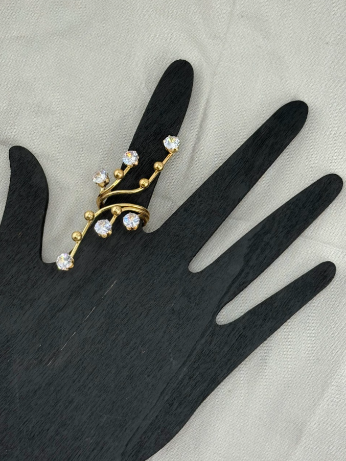 Gold Crystal Vine Ring