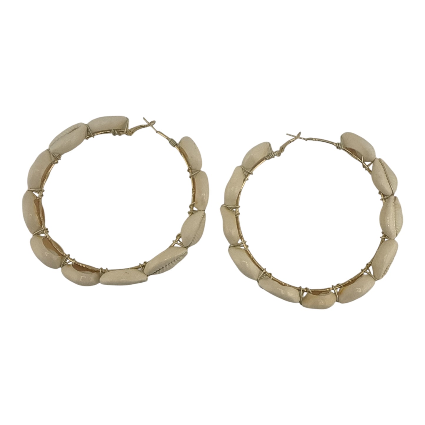 Gold Cowrie Hoop Earrings