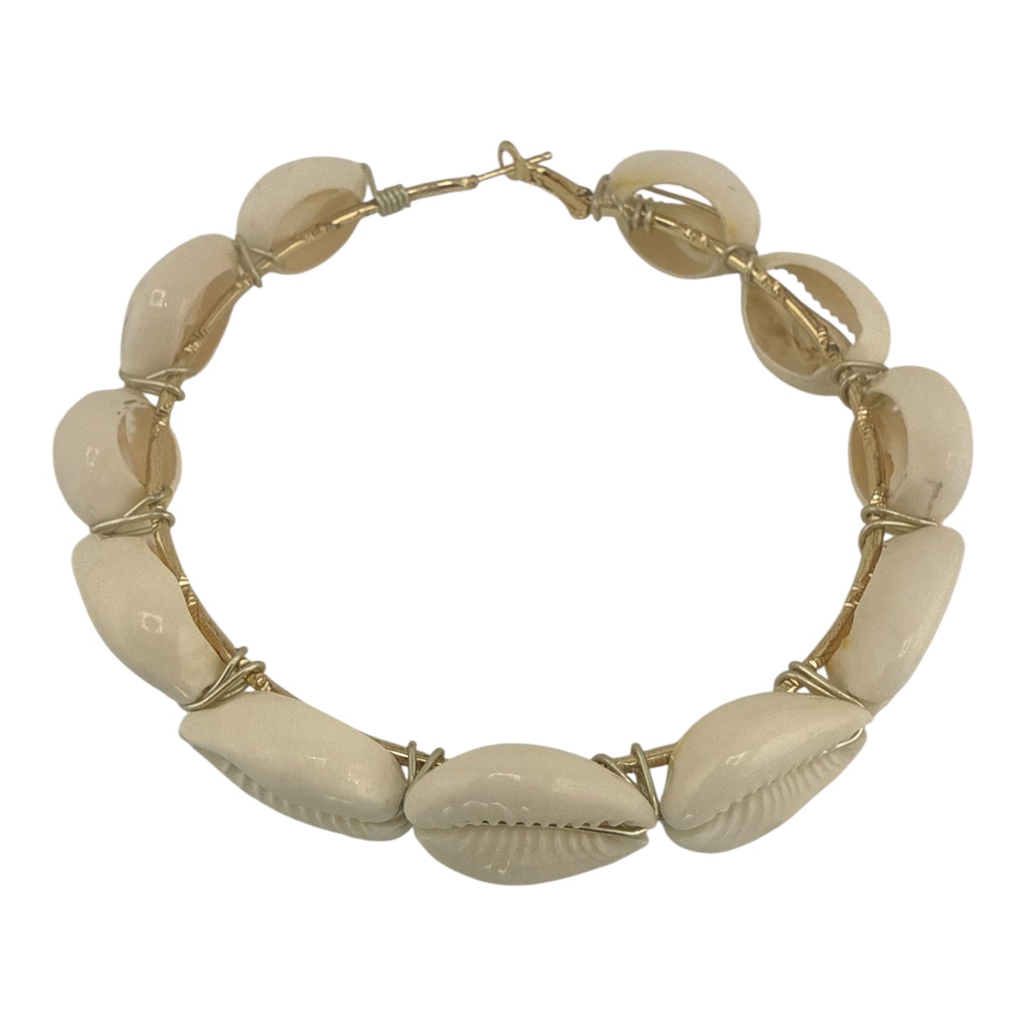 Gold Cowrie Hoop Earrings