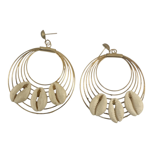 Gold Multi-Wire Cowrie Shell Hoop Earrings