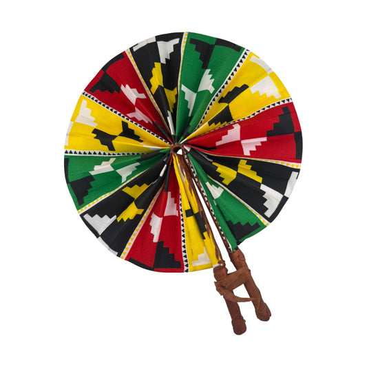 African Handwoven Cloth Collapsible Fan