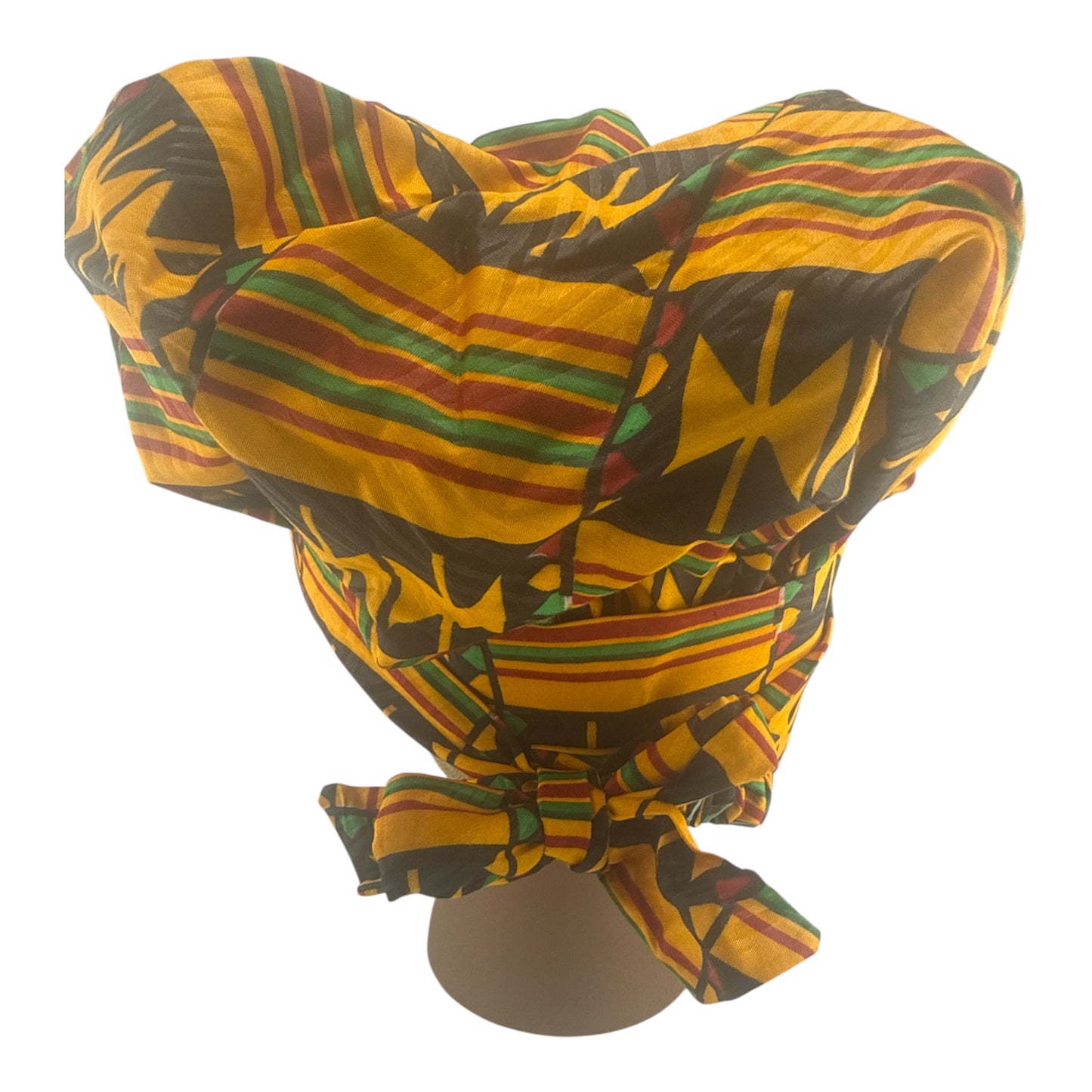 African Print Satin Bonnets with Straps