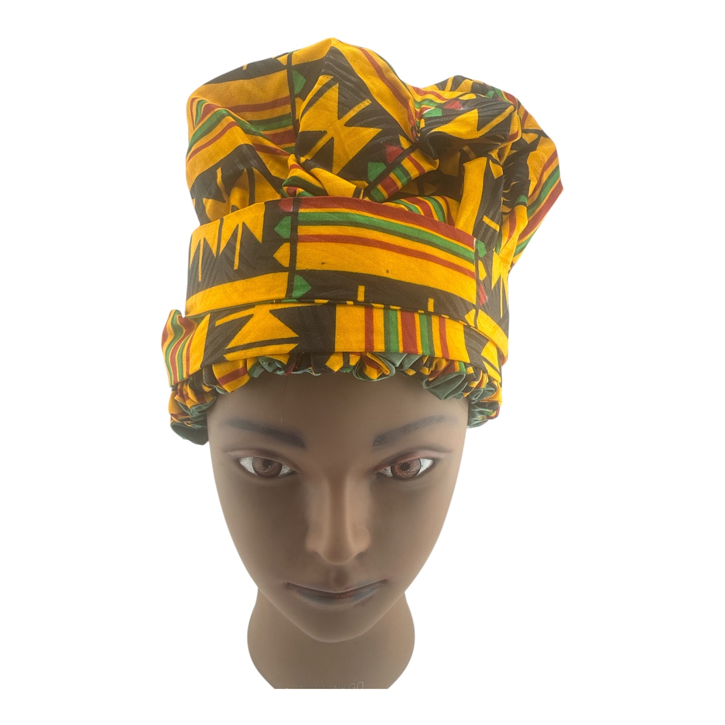African Print Satin Bonnets with Straps
